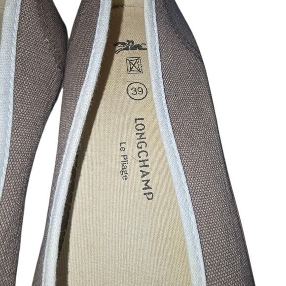 Longchamp Le Pliage Paris Canvas Cap Toe Mocha Ballet Flats Size 39 Slip On - Picture 4 of 7